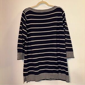 JEANNE PIERRE Navy and White Striped Tunic Size XL